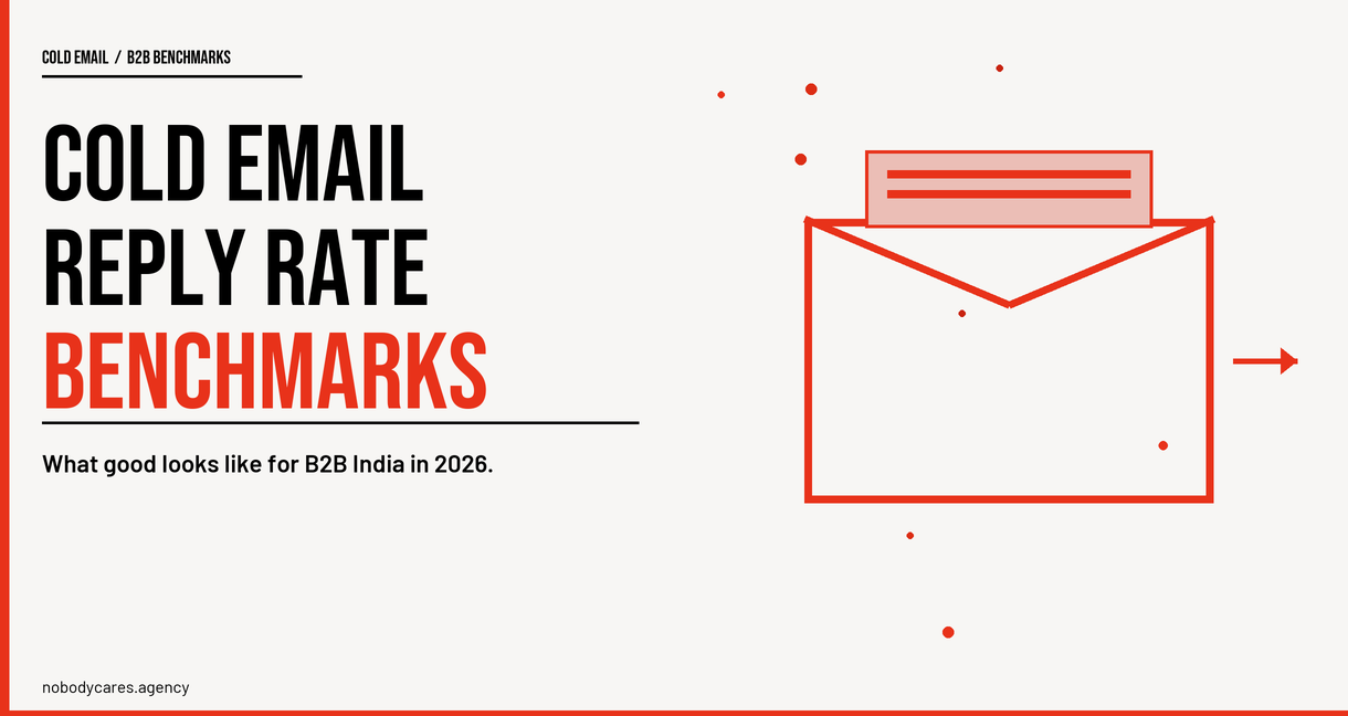 Cold email reply rate benchmark for B2B India 2026 - what good, average, and poor reply rates look like by industry