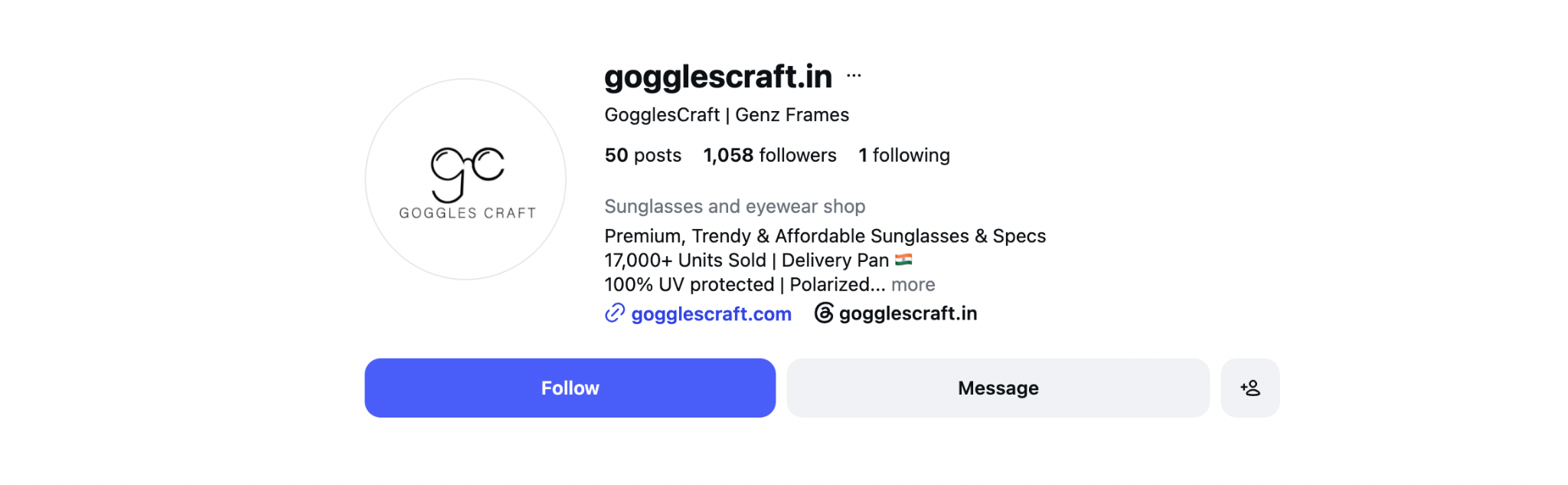 Goggles Craft Instagram at gogglescraft.in